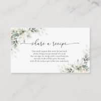 Eucalyptus Gold Bridal Shower Share a recipe Card
