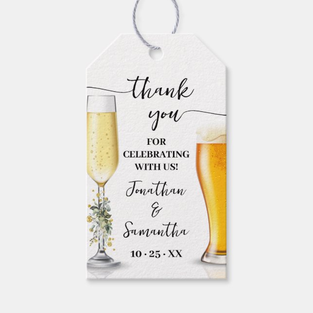 Eucalyptus Gold Bubbles & Brews Shower Favour Tag (Front)