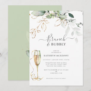 Eucalyptus Gold Calligraphy Bridal Shower Invitat Invitation