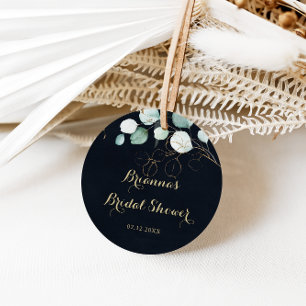 Eucalyptus Gold Floral Blue Bridal Shower Favour  Classic Round Sticker