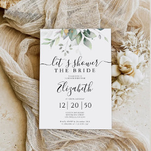 Eucalyptus Gold Floral Bridal Shower Invitation