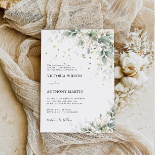 Eucalyptus Gold Floral Greenery Wedding Invitation