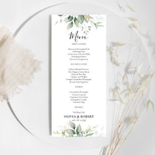 Eucalyptus Gold Floral Greenery Wedding Menu