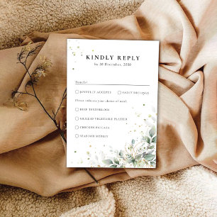 Eucalyptus Gold Floral Greenery Wedding RSVP Card