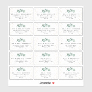 Eucalyptus Gold Foil Wedding Guest Address Labels