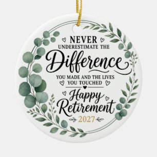 Eucalyptus Gold Foliage Happy Retirement Gift Ceramic Tree Decoration