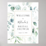 Eucalyptus Gold Frame Bridal Shower Welcome Sign<br><div class="desc">Welcome guests to your baby shower with this beautiful poster,  featuring watercolor eucalyptus and gold frame. Add the guest of honour's name,  shower date and custom welcome text using the fields provided.</div>