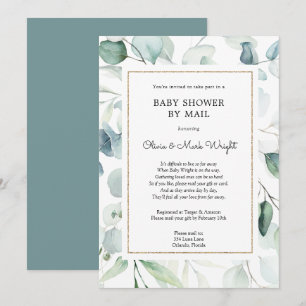 Eucalyptus Gold FrameBaby Shower by Mail Invitation