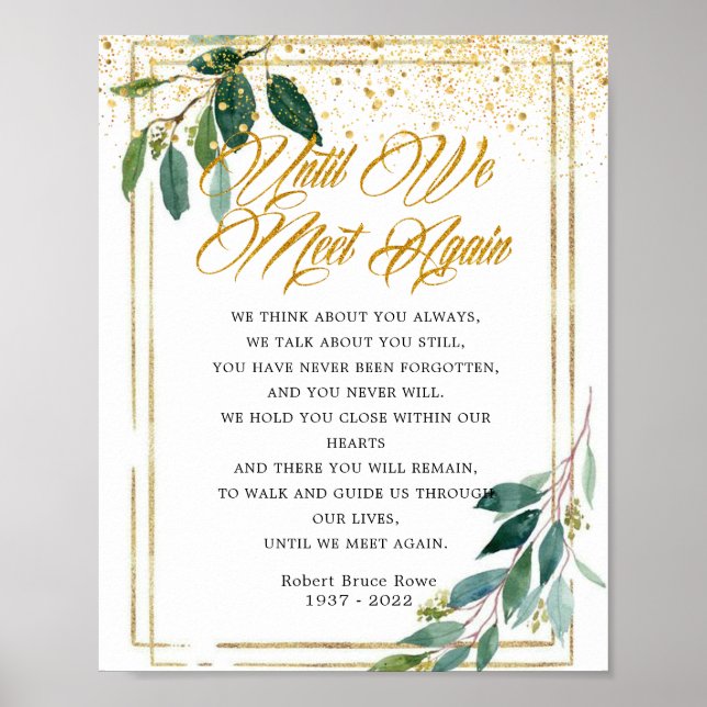 Eucalyptus Gold Funeral Poem Sign (Front)