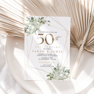 Eucalyptus Gold Geometric 50th Anniversary Invitation