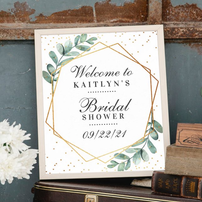 Eucalyptus Gold Geometric Bridal Shower Poster (Creator Uploaded)