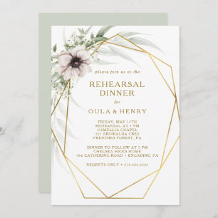 Eucalyptus Gold Geometric Rehearsal Dinner Invitation