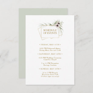 Eucalyptus Gold Geometric Schedule of Events Enclosure Card
