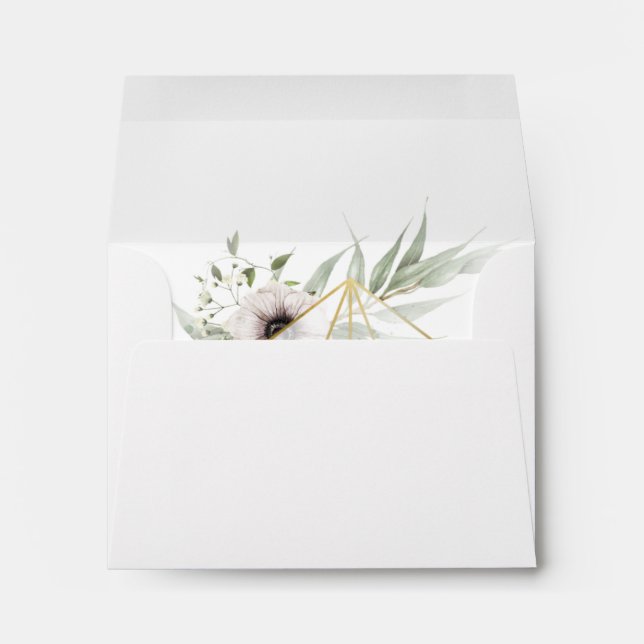 Eucalyptus Gold Geometric Self Addressed RSVP Envelope (Back (Bottom))