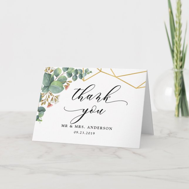 Eucalyptus Gold Geometric Shape Card (Front)