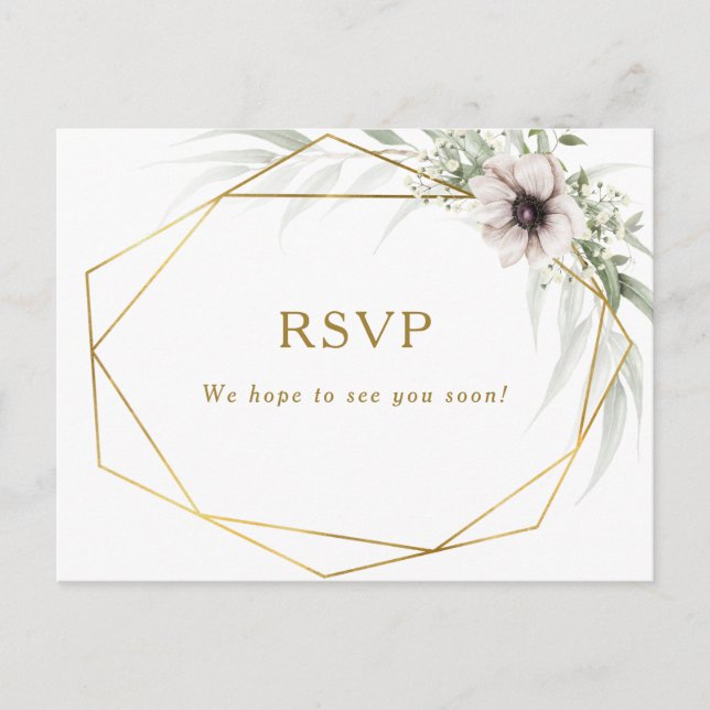 Eucalyptus Gold Geometric Song Request RSVP Post Postcard (Front)