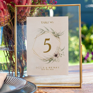Eucalyptus Gold Geometric Table Number