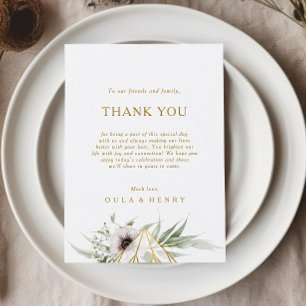 Eucalyptus Gold Geometric Thank You Reception Card