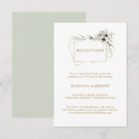 Eucalyptus Gold Geometric Wedding Reception Card