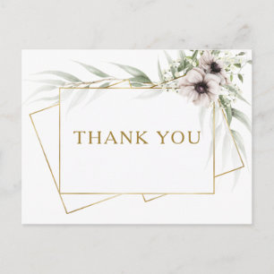 Eucalyptus Gold Geometric Wedding Thank You Postcard