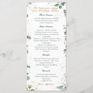 Eucalyptus Gold Glitter - Green Wedding Menu