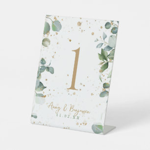 Eucalyptus Gold Glitter - Green Wedding Pedestal Sign