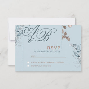 Eucalyptus Gold Glitter - Green Wedding RSVP 2 Card