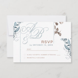 Eucalyptus Gold Glitter - Green Wedding RSVP 3 Card