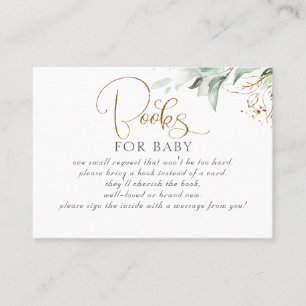 Eucalyptus Gold Greenery Baby Books Request Business Card