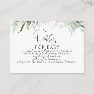Eucalyptus Gold Greenery Baby Books Request Business Card