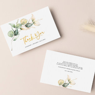 Eucalyptus Gold Hand-Lettered Wedding Thank Mini Card