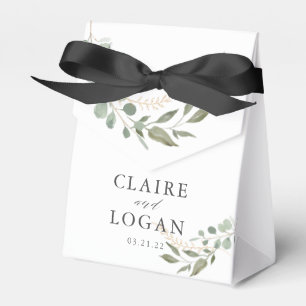 Eucalyptus Gold Sage Green Wedding Favour Box