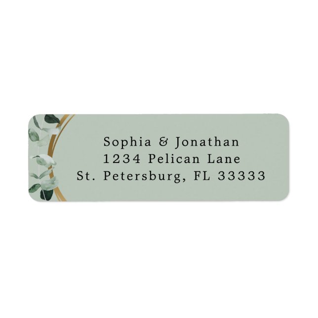 Eucalyptus Gold Sage Wedding Return Address Label (Front)