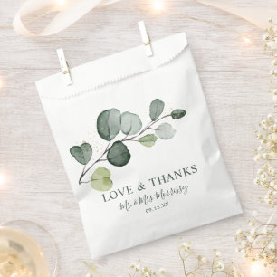 Eucalyptus Gold Splatter Watercolor Favour Bags