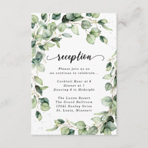Eucalyptus Gold Watercolor Reception Enclosure Car Card