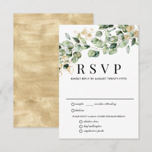 Eucalyptus Gold Wedding RSVP Card, Meal Options Card