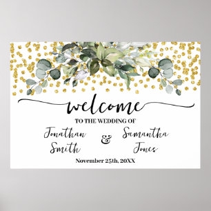 Eucalyptus Gold Welcome Wedding Ceremony Reception Poster