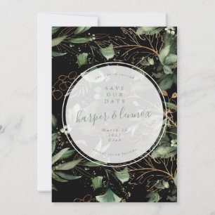 Eucalyptus Golden Boho Elegant Onyx Pampas Black S Save The Date