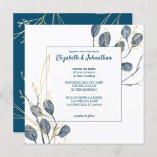 Eucalyptus Golden Garden Floral Wedding Invitation