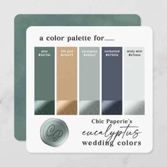 Eucalyptus Green 2021 Wedding Colour Palette Card (Front/Back)