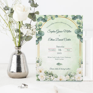 Eucalyptus Green Botanical Sage Floral wedding Invitation