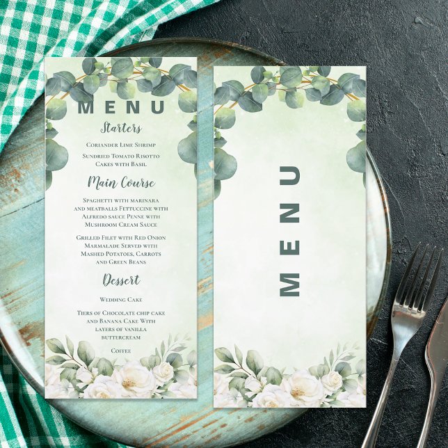 Eucalyptus Green Botanical Wedding Greenery Dinner Menu (Eucalyptus Green Botanical Wedding Greenery Dinner Menu)