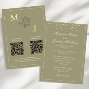 Eucalyptus Green Elegant QR Code Wedding Invitation