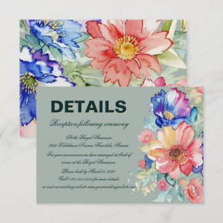 Eucalyptus Green Floral Modern Bold Wedding Enclosure Card