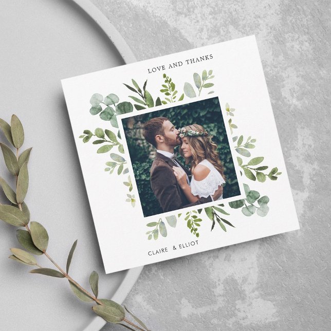 Eucalyptus Green Foliage Photo Thank You Card (Creator Uploaded)
