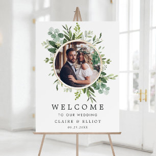Eucalyptus Green Foliage Photo Wedding Welcome  Poster