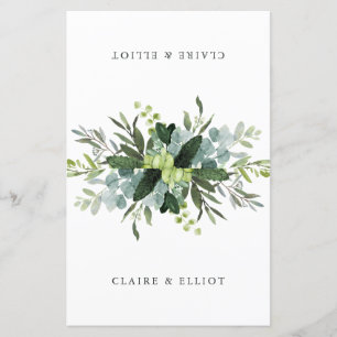 Eucalyptus Green Foliage Place Card for Couple