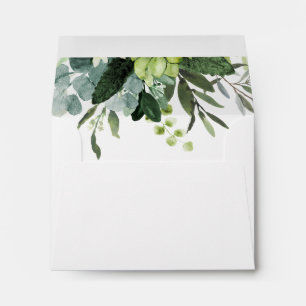 Eucalyptus Green Foliage Pre-Printed Address RSVP Envelope