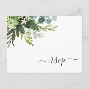 Eucalyptus Green Foliage RSVP Invitation Postcard