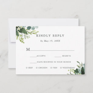 Eucalyptus Green Foliage RSVP with Meal Choice Card